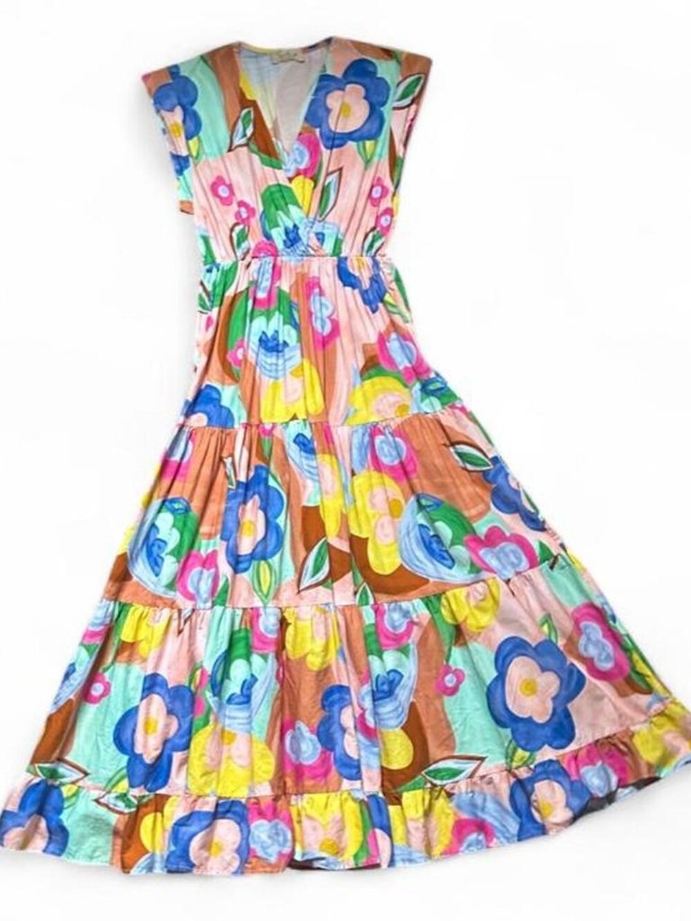 Mister Zimi Sofia Maxi Dress in Pina Colada, Pastel Floral Print, S